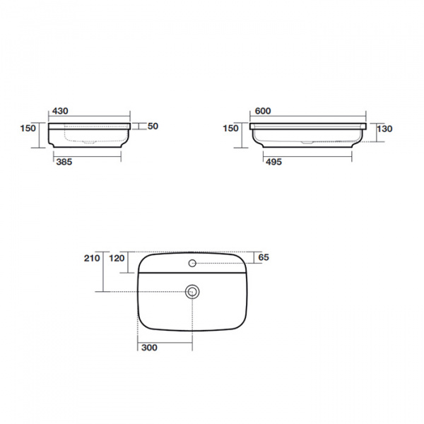 Kerasan Tribeca Раковина 60х43 см, 1 отв., встраиваемая/накладная, цвет: Grigio matt