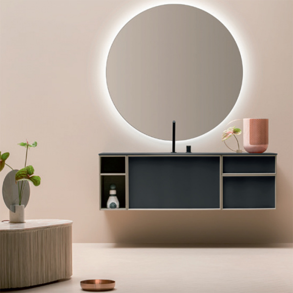 Cerasa Des Комплект подвесной мебели 160 см с интегрированной раковиной и зеркалом, цвет: Nero VS07