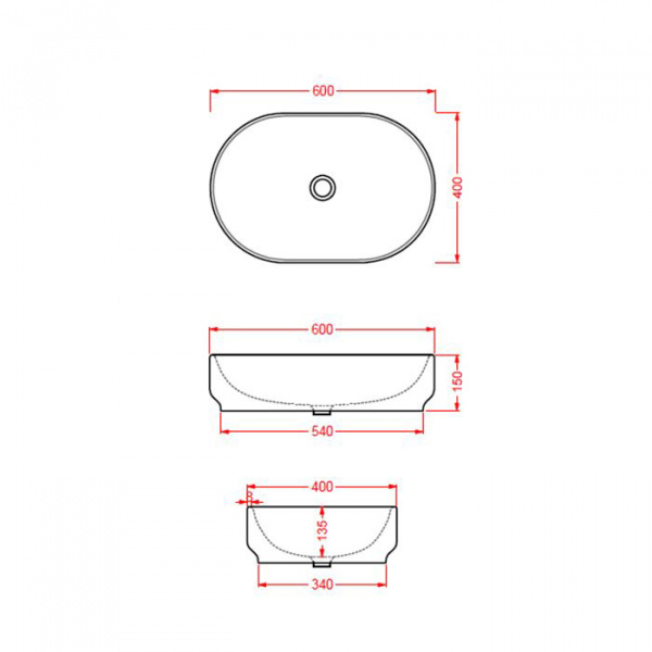 Artceram ATELIER Раковина 60x40х15 см, без отв., накладная, без перелива, цвет: белый матовый