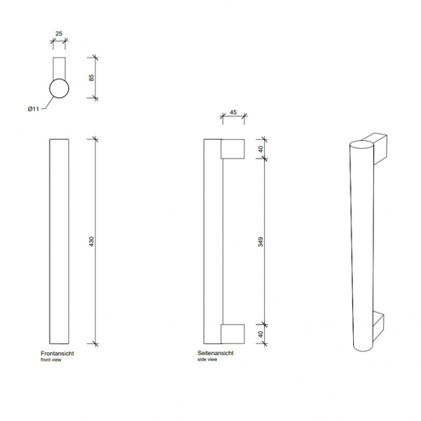 Decor Walther Tube HTE444 Полотенцедержатель 43см, вертикаьный, подвесной, цвет: хром