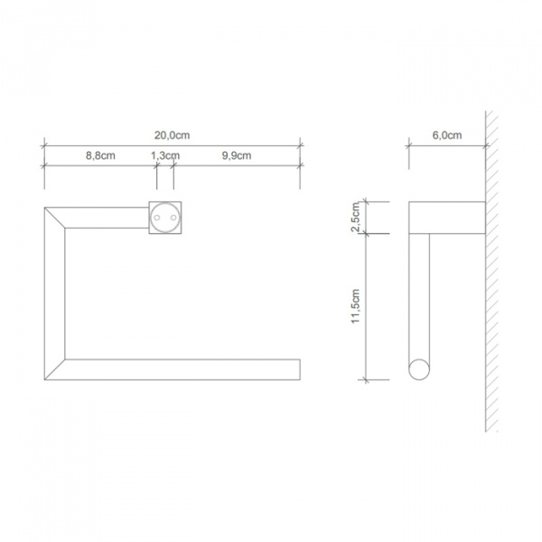Decor Walther Bloque HTR Полотенцедержатель кольцо 20см., подвесной, цвет: хром