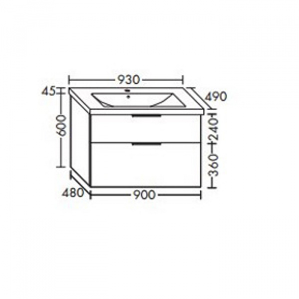 Burgbad Eqio Комплект мебели с раковиной 93см, цвет: серый глянец