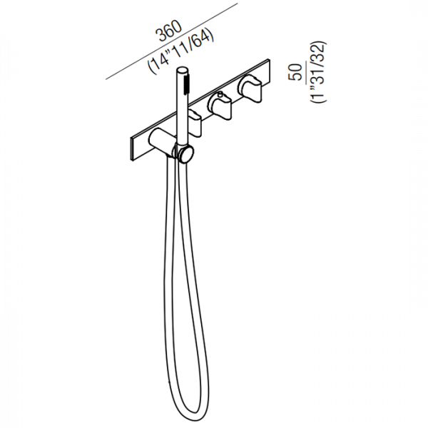 Agape Square Встроенный термостатический смеситель для душа, с ручным душем и шлангом, цвет: глянец