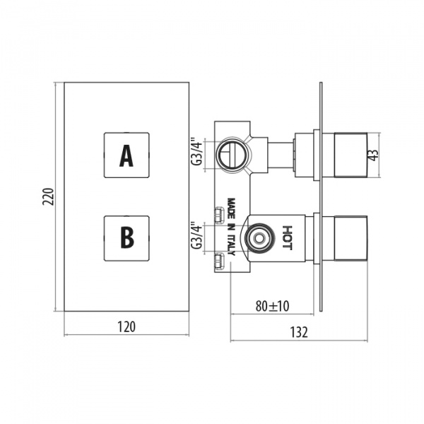 Gattoni Termostatici Термостатический встраиваемый смеситель для душа на 1 источник, цвет: хром
