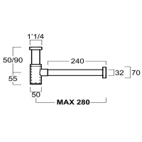 SIMAS Сифон цилиндрической формы для биде, хром