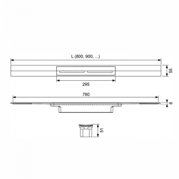 Профиль для душа TECEdrainprofile, 800 мм, PVD Polished Gold Optic