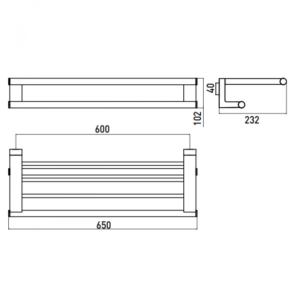 EMCO System2 Полочка с полотенцедержателем, 60см, подвесной, цвет: хром