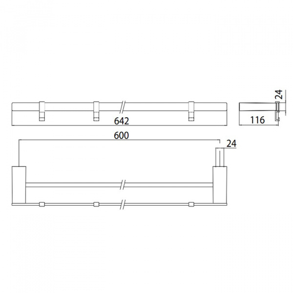 EMCO Loft Держатель полотенец двойной 64.2см,с 3 крючками съемными, подвесной, цвет: хром