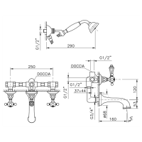 Nicolazzi Half Dome Crystal Смеситель для ванны с изливом от стены на 4 отверствия, встраиваемый, излив: 160 мм, цвет: хром