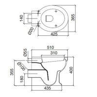 Sbordoni Neoclassica Унитаз напольный 42.5х36.5см, приставной, цвет: черный