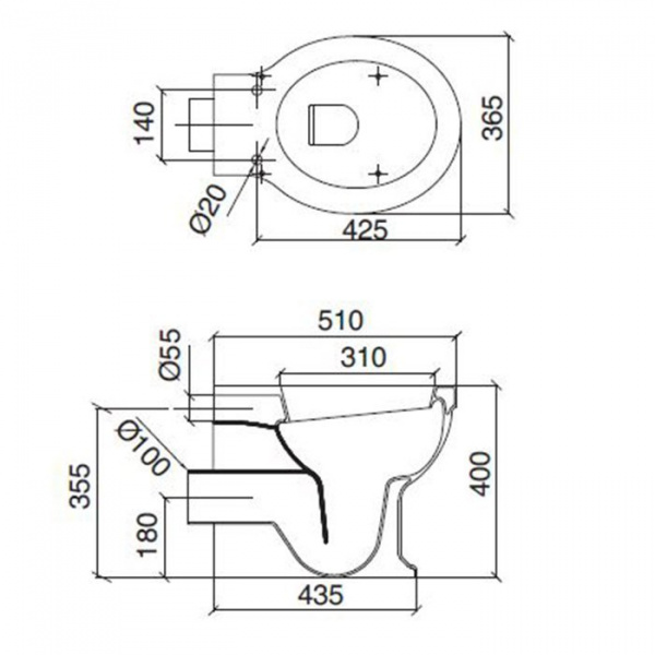 Sbordoni Neoclassica Унитаз напольный 42х36.5см, приставной, цвет: белый