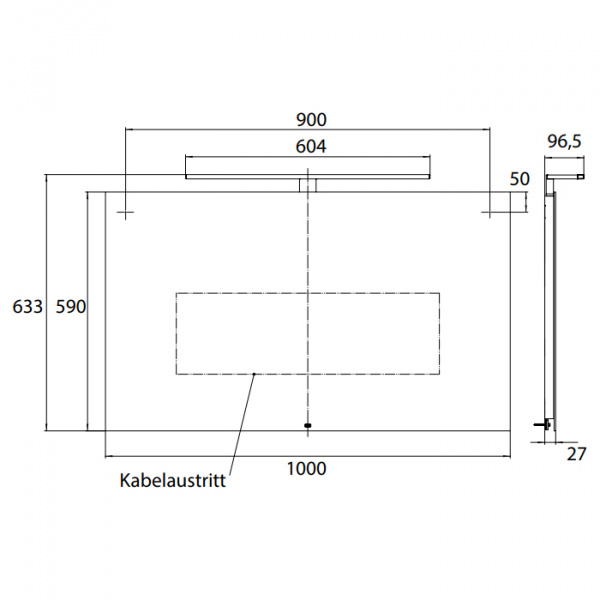EMCO Зеркало со LED подсветкой, B100xH59см