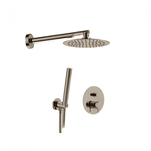 Kerasan Nolita Душевой комплект: смеситель с переключателем, ручная лейка, держатель и верхний душ d200мм, цвет: никель