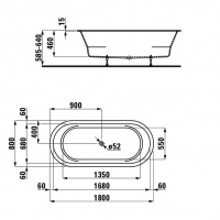 Laufen Pro Ванна встраиваемая, 180X80х64см, овальная с ножками , без слива-перелива