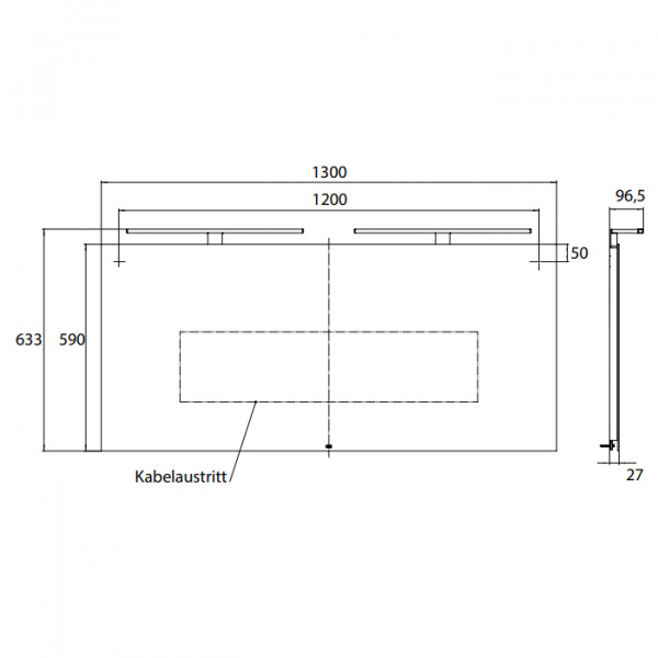 EMCO Зеркало со LED подсветкой, B130xH59см