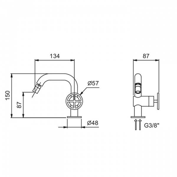 Fantini Fontane Bianche Смеситель для биде, 1 отв., цвет: Matt Gun Metal PVD