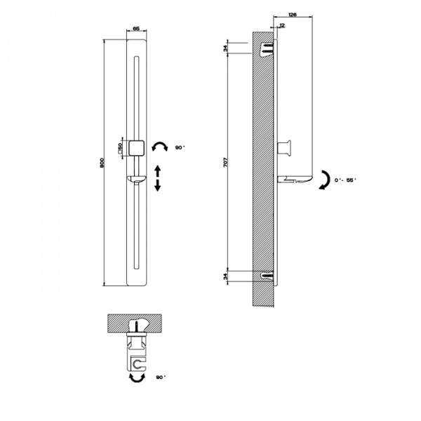 Gessi iSpa Душевая штанга вертикальная/горизонтальная , цвет: хром