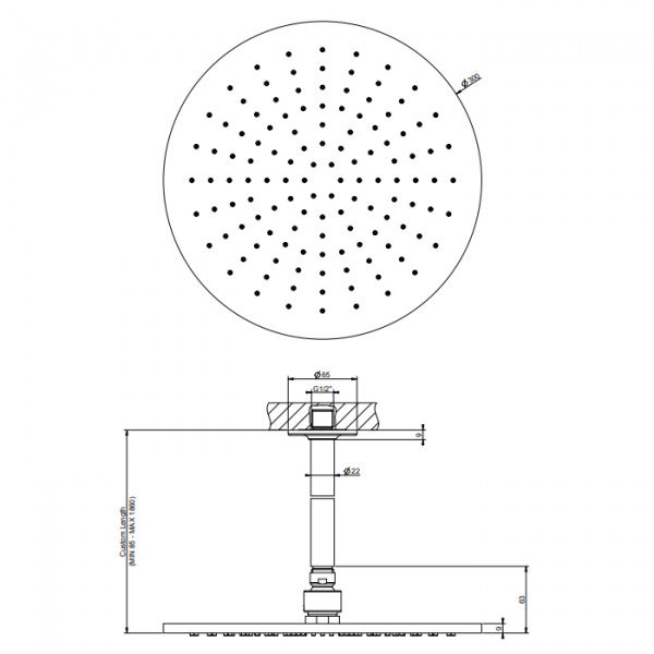 Gessi Inciso Верхний душ Ø30 см, потолочный, цвет: хром