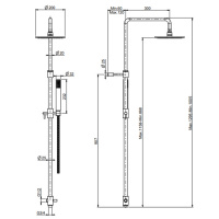 Carlo Frattini Wellness Душевая стойка с переключателем, верхним душем Ø 250 мм. из латуни, ручным душем и шлангом 1500 мм., цвет: хром