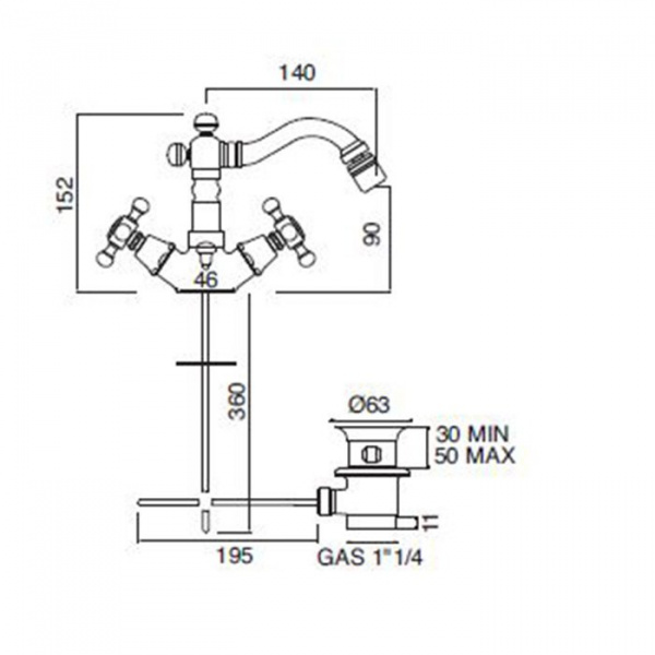 Sbordoni Londra Смеситель для биде на 1 отверстие, цвет: хром
