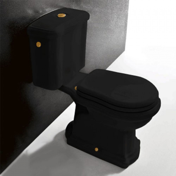 Kerasan Retro Унитаз моноблок 72х38.5см, слив в стену, фурнитура цвета бронза, цвет: черный