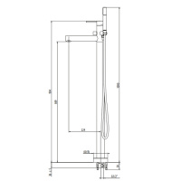 Gattoni Circle One Смеситель для ванны, напольный h1090 мм, с ручной лейкой, излив 224 мм, цвет: хром