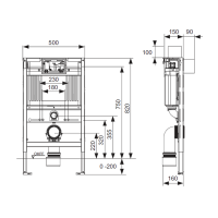 TECEprofil Модуль для установки унитаза, с фронт/верт. положением панели смыва, высота h820мм, с крепежом
