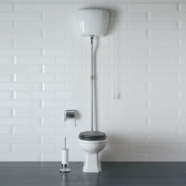 Globo Paestum Унитаз напольный  58х37,5см, слив универсальный, с высоким бачком, трубой цвет хром СИДЕНЬЕ НА ВЫБОР