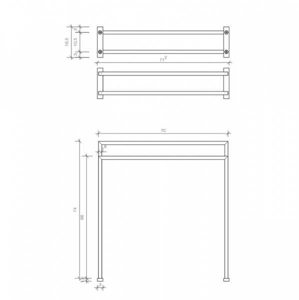 Decor Walther HT 5 Полотенцедержатель двойной 70x16x75см, напольный, цвет: матовый никель