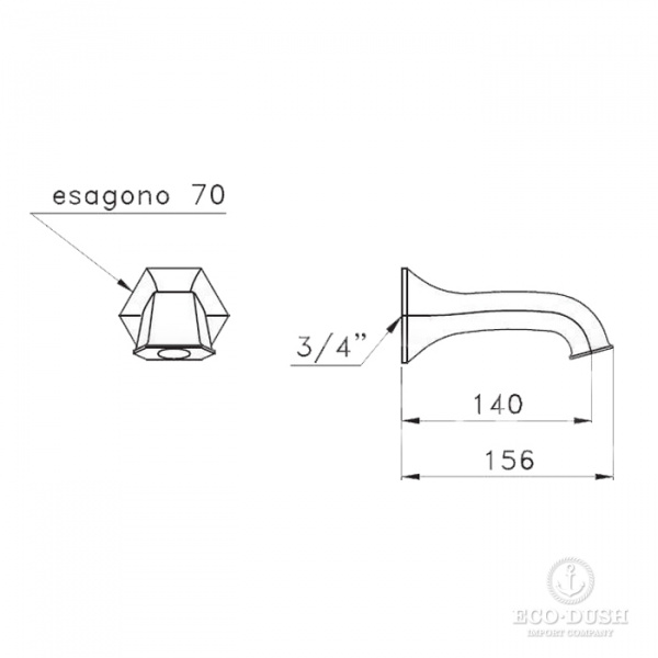 Stella Eccelsa Настенный излив для ванны 0/250, цвет: золото