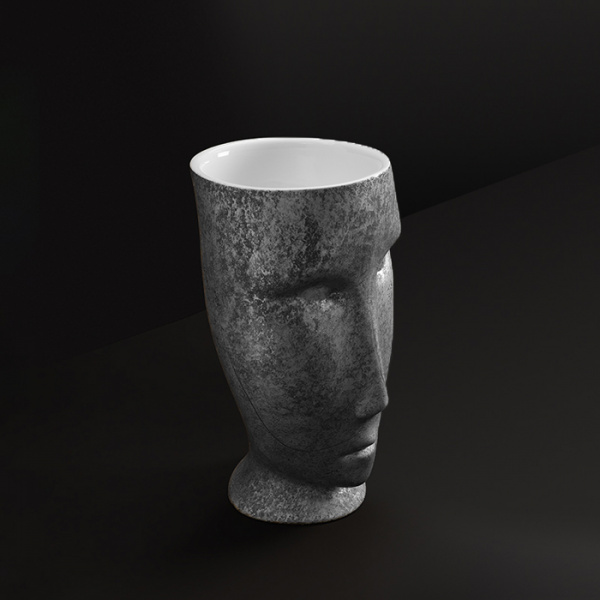 Kerasan Artwork Раковина 45x51x94.5 см, без отв., свободностоящая &quotMOLOCO&quot, слив в стену, цвет: белый/античная платина