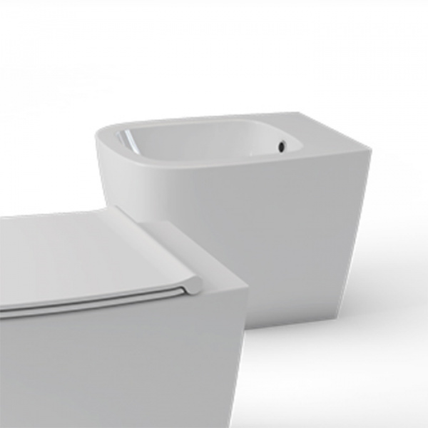 Globo Genesis Биде напольное приставное 55х36см, с1отв для смеситель, с креплением, цвет: белый