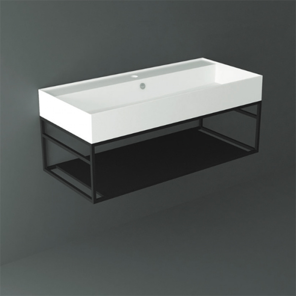 Simas Agile Структура металлическая 101x46xh28см, подвесная, для раковины с 1 отв., AG101, с 1 полкой, цвет: черный матовый