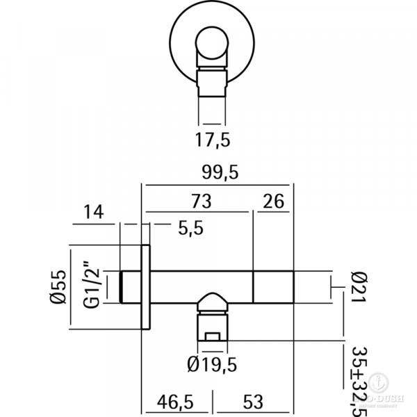 HUBER Lynox Вентиль для подключения смесителя, нержавеющая сталь