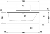 Ванна акриловая Duravit DuraStyle 170x70 прямоугольная, встраиваемая