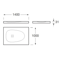 Armani Roca Baia Душевой поддон 140х100х3.1см с боковым сливом, с anti-slip, мат-л: Stonex, цвет: dark metallic