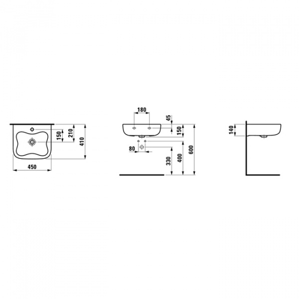 Laufen Florakids Раковина подвесная 45х41х14cм, с 1 отв., цвет белый/красный