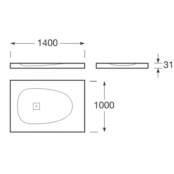Armani Roca Baia Душевой поддон 140х100х3.1см с боковым сливом, с anti-slip, мат-л: Stonex, цвет: dark metallic