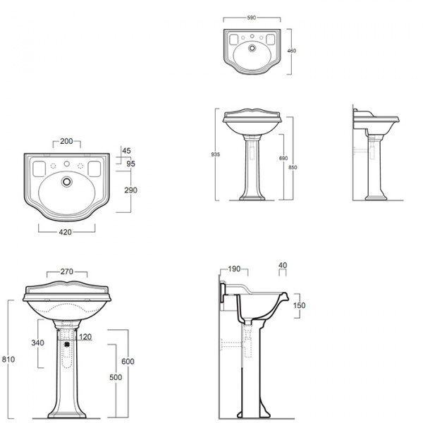 SIMAS Arcade Раковина 59х46 см, 3 отв., цвет: белый