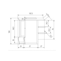 EBAN Eleonora Modular DX Зеркало в раме 107х104см, со шкафчиком cправа и полочками слева, цвет: pergamon