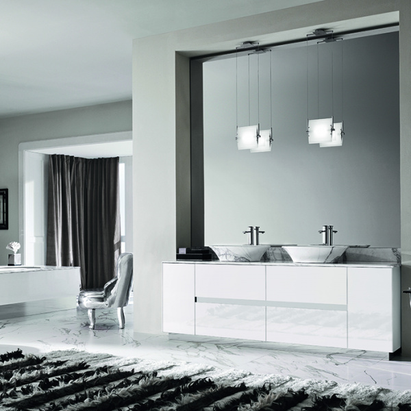 VITAGE milldue edition FOUR SEASONS Комплект мебели с тумбой под раковину, раковиной LIONE, зеркалом QUEBEC, 216 см, цвет: глянцевый Bianco/Calacatta vagli