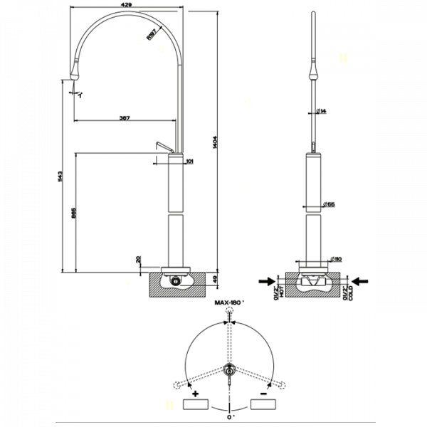 Gessi Встраиваемая часть напольного смесителя/отдельностоящего излива для раковины