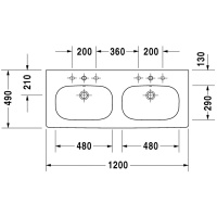 Duravit D-Code Раковина 120х49 см, 1 отв., двойная, цвет: белый