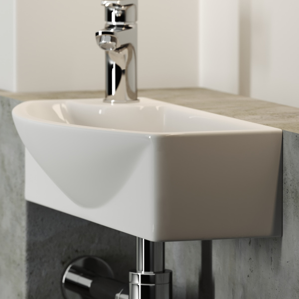 Умывальник подвесной прямоугольный с крепежом (чаша справа, отверстие под смеситель слева) Element 455*220*130мм Ceramica Nova белый 