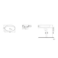 AZZURRA ELEGANCE Раковина 70х42 см, без отв., накладная, цвет: белый