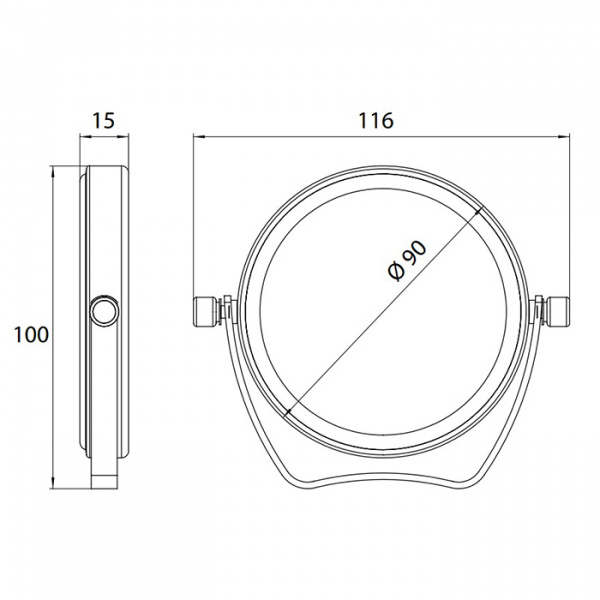 EMCO Pure Зеркало косметическое, Ø90мм, переносное, 3x кратное увеличение, настольное, цвет: хром
