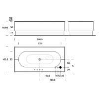 VITAGE milldue edition FOUR SEASONS Ванна 190х100 см, стальная, подача воды из крана, в комплекте с сифоном, основанием и мраморным топом, отдельностоящая, цвет: Bianco/Calacatta vagli