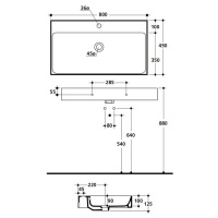Kerasan Cento Раковина 80х45 см, 1 отв., подвесная, цвет: белый