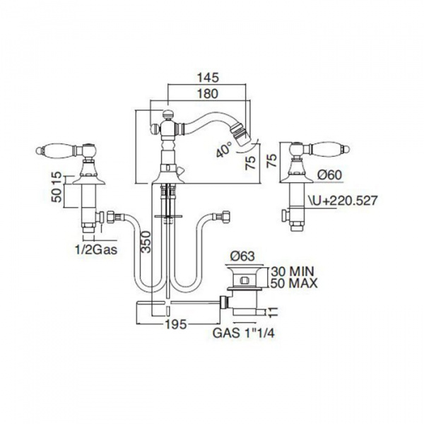 Sbordoni Livia Смеситель для биде на 3 отверстия, цвет: хром