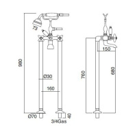 Sbordoni Magnolia Смеситель для ванны на 2 отверстия, цвет: черный никель